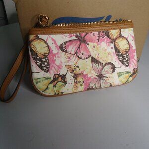 Rosetti Brown Butterfly Zip Wristlet Women's Pouch